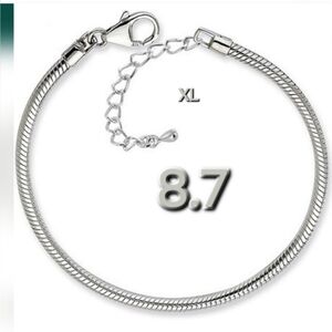 XL 8.7  Silver Charm Bracelet Starter Bracelet Only No Charms